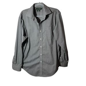 Lauren‎ Ralph Lauren Classic Fit B/W Checked Mens 16 1/2 34/35 Cotton L/S Shirt